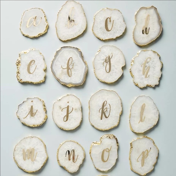 Anthropologie Dining Anthropologie Agate Coaster Monogram E Gold